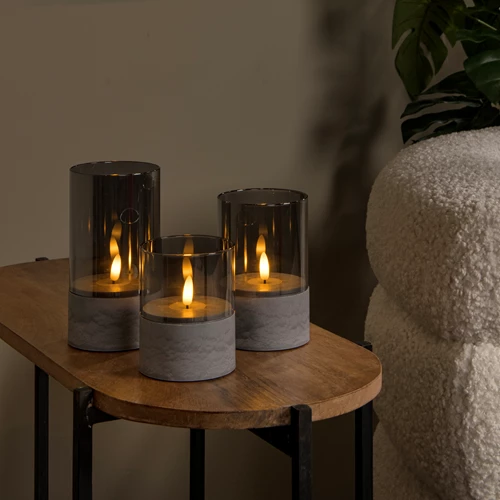 Lucide VELAS - Tafellamp - Batterijen - Ø 8 cm - LED - 3x0,2W 2700K - Fumé - Set van 3 - sfeer 1
